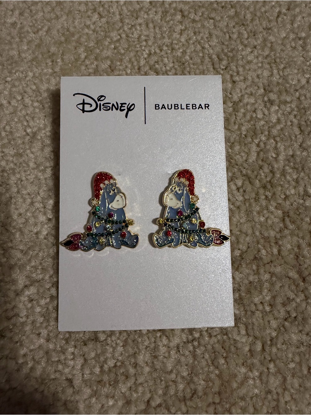 Disney x BaubleBar Eeyore Santa Hat Holiday Stud Earrings
